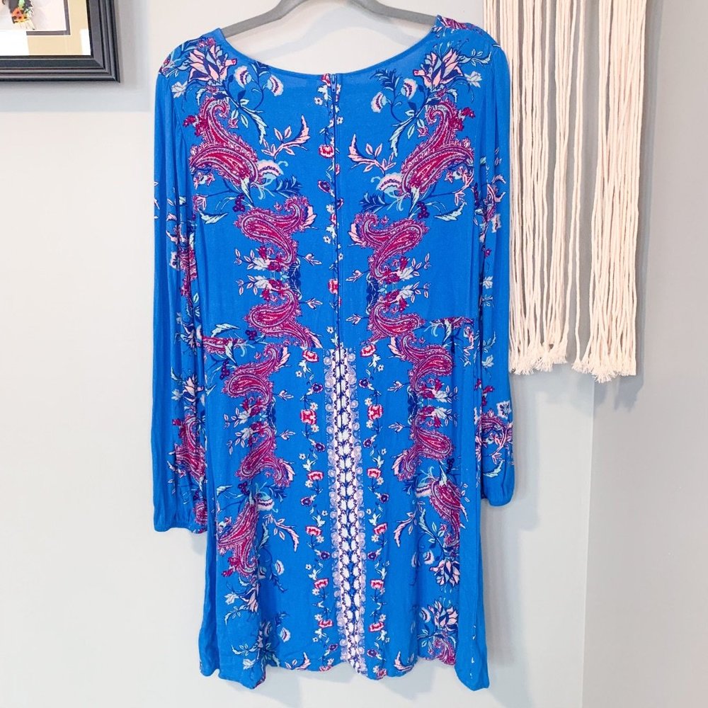 Xhilaration Blue Floral Long Sleeve Dress - Picture 4 of 6